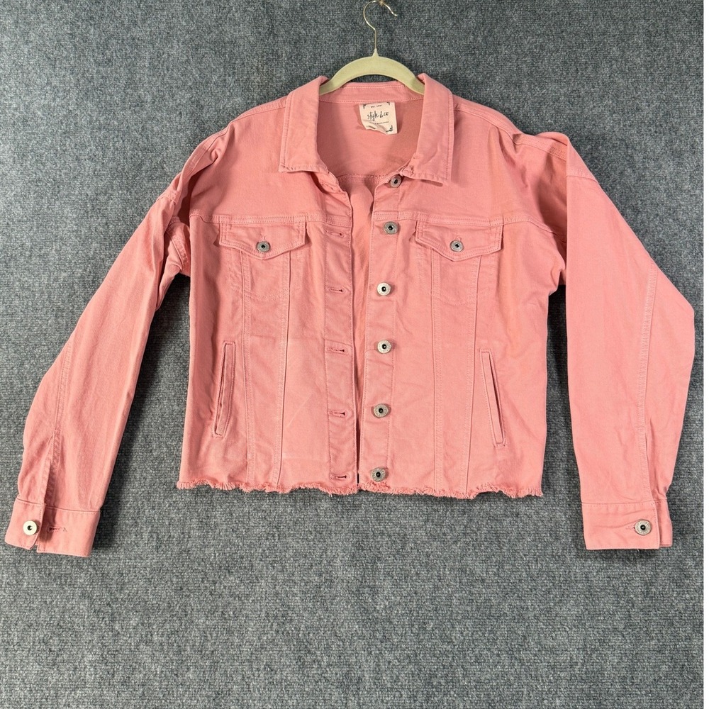 Style & Co. Coral Pink Denim Jacket with Frayed Hem